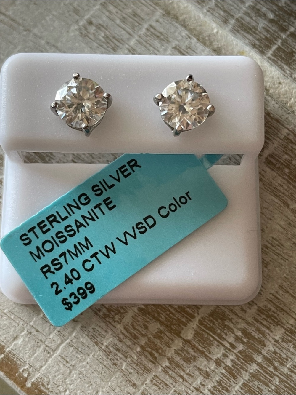 Sterling Silver Moissanite Stud Earrings - White
